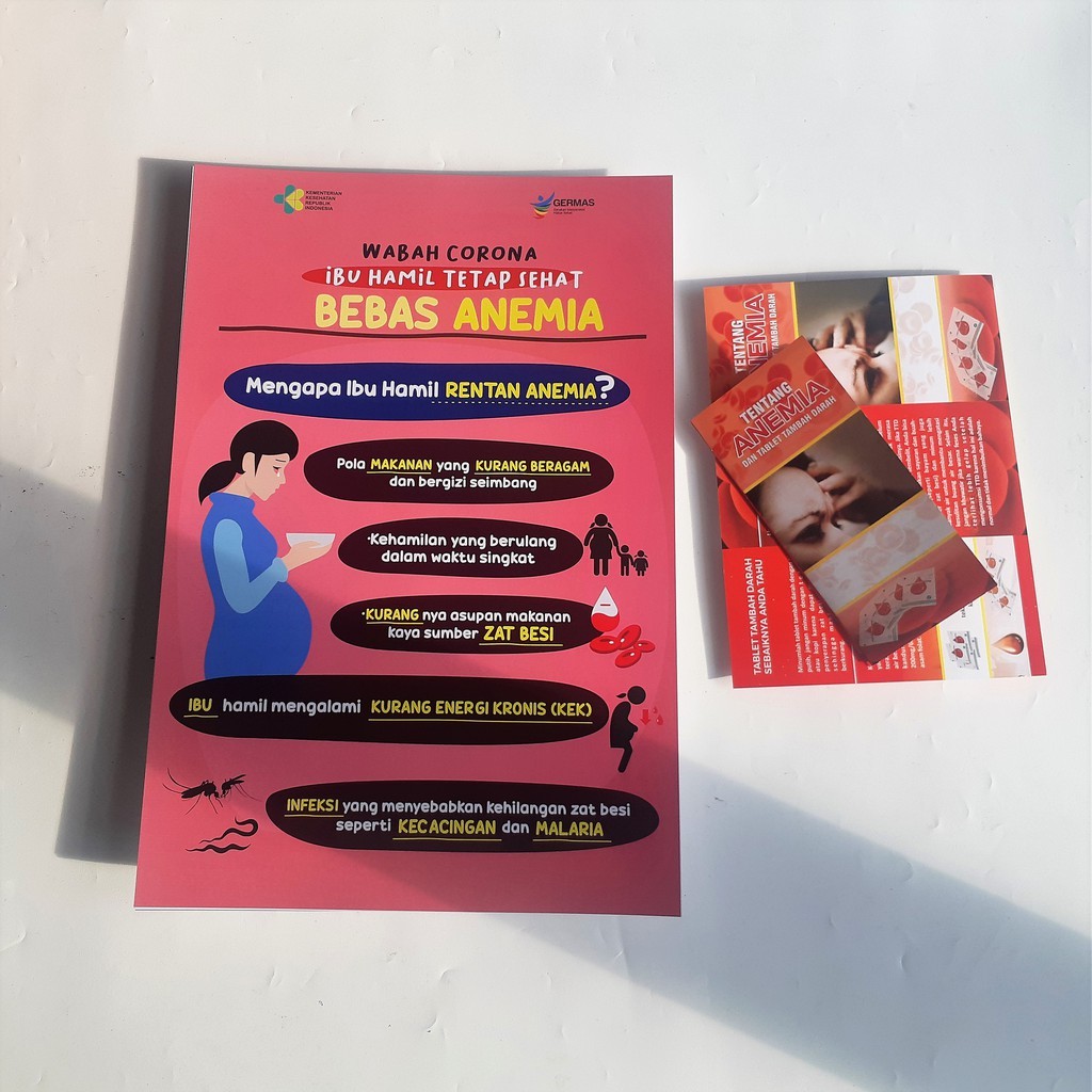 Poster Kesehatan BONUS Leaflet ANEMIA : Poster ANemia Ibu Hamil - Mengapa Bumil Rentan Anemia