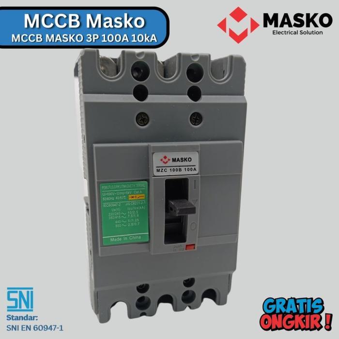 MCCB Masko NFB 3P 3 P 3 Pole 100A 100 A 100 Ampere 10kA 10 kA Termurah