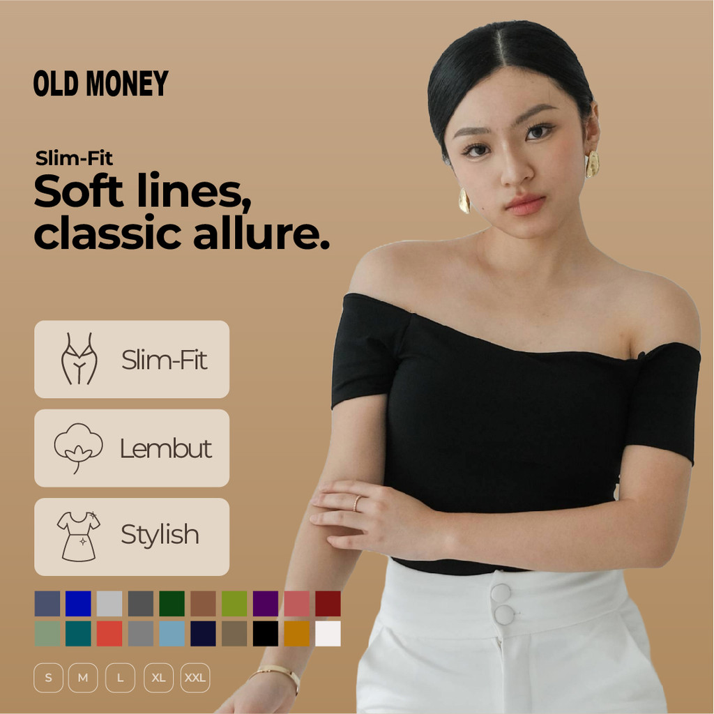OLDMONEY Jaewon | Atasan Wanita Off Shoulder Slim Fit - Blouse Casual Look | Ukuran S - XX;