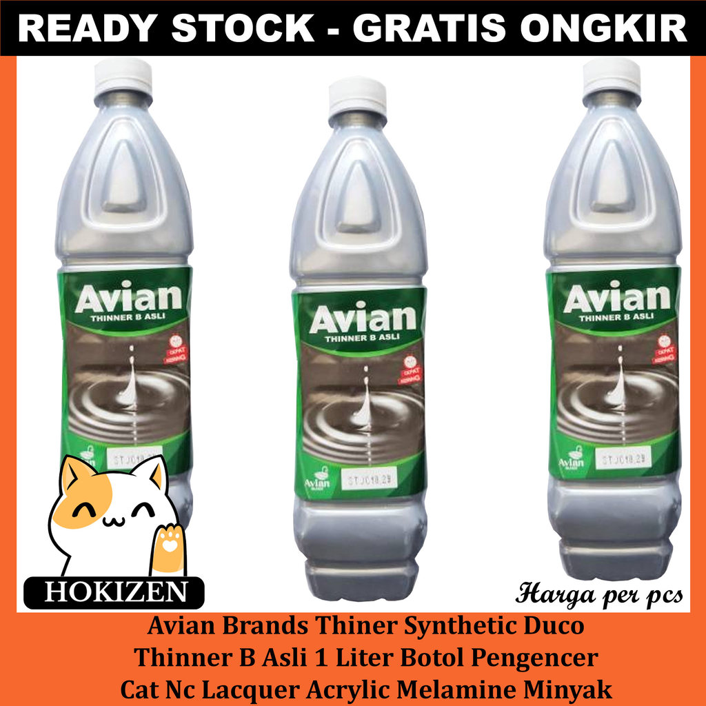 Avian Brands Tiner Tinner Thinner B Asli 1 Liter Botol Pengencer Cat Nc Lacquer Acrylic Melamine Min