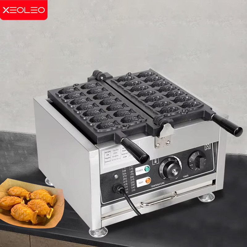 XEOLEO Taiyaki Maker 1400W Fish Shaped Waffle Machine 12PCS/14PCS Taiyaki Waffle Maker Non-stick Coa