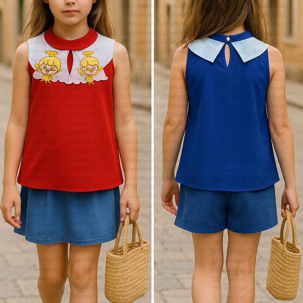 Baju Anak Perempuan Casual Kerah Tile Bordir