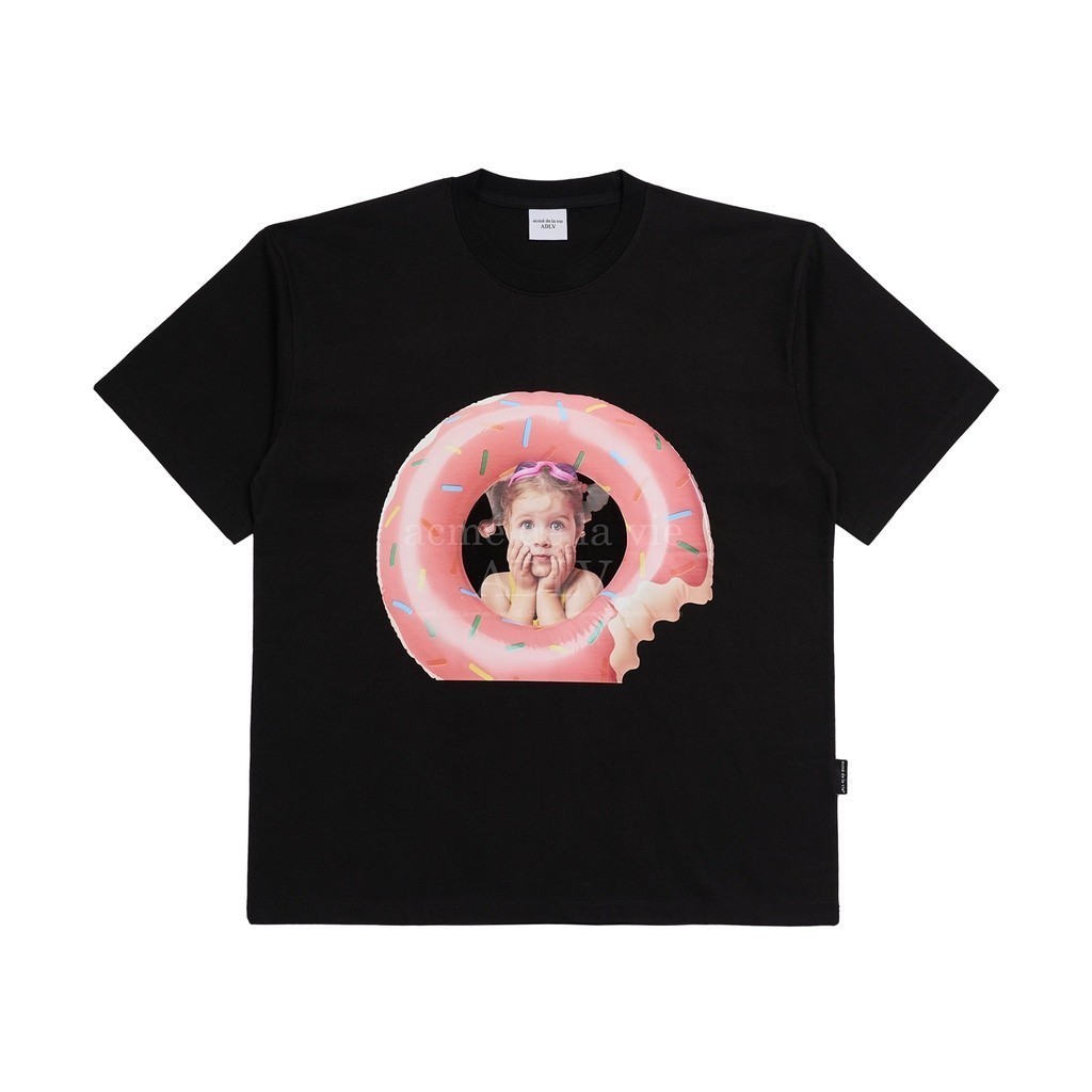 [COD] ADLV Baby Face Donuts Tube Girl Short Sleeve T-Shirt Black - Kaos  Fit Unisex acme de la vie 1