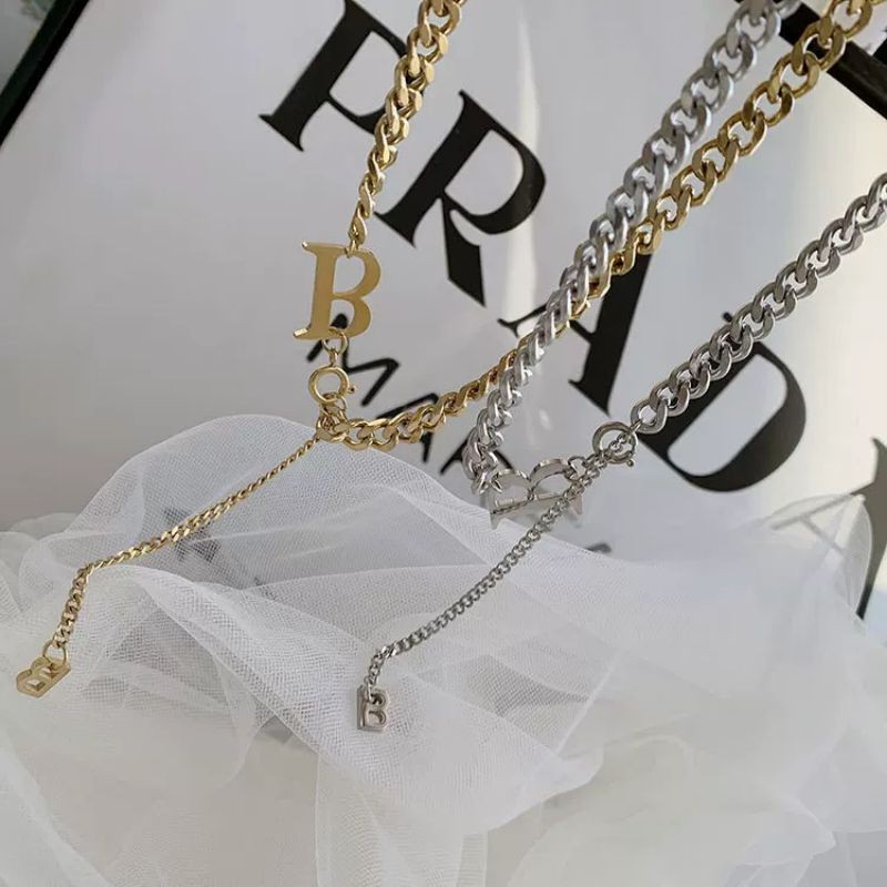 ARTZ kalung + gelang set titanium rantai besar B Bahan Titanium Asli Anti Karat