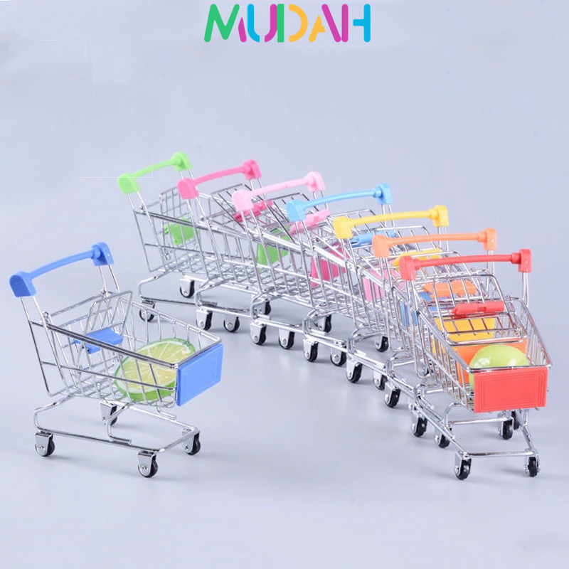 Miniatur Troli Mini Keranjang Belanja Supermarket Props Properti Foto Produk