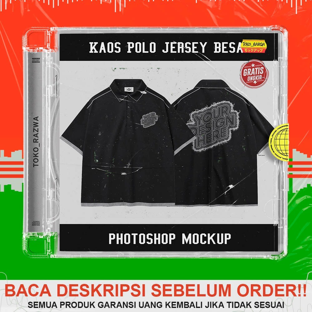 Photoshop Mockup - Kaos Polo Jersey Besar Realistis - 200524