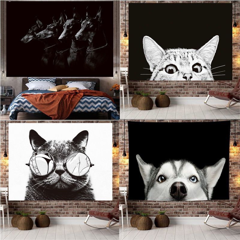 Ehha Nordik ins Kain Gantung Hitam dan Putih Latar Belakang Foto Langsung Kain Dekorasi Dinding Kama