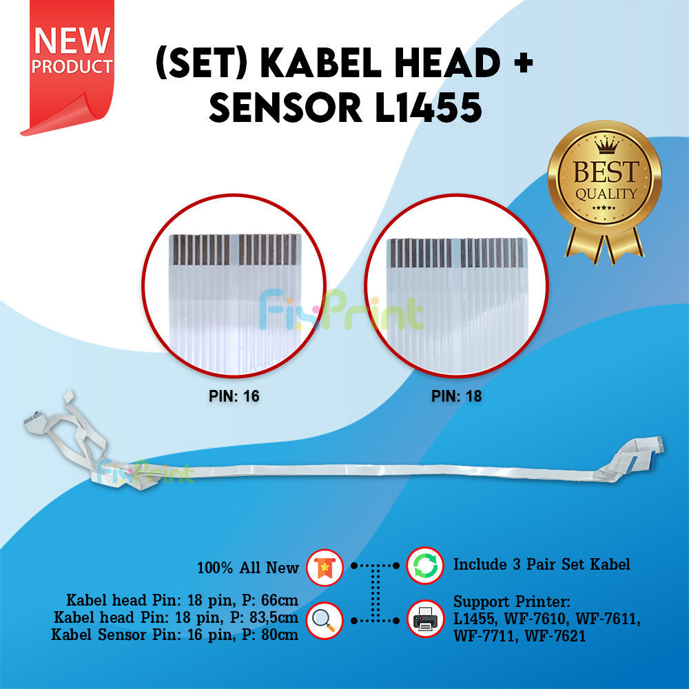 Kabel Head + Sensor L-1455 Epson L-1455 WF-7610 7611 7711 7621 18 Pin + 18 Pin + 16 Pin (3 Pair)