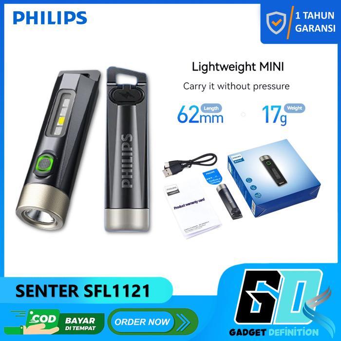 Philips SFL1121 Senter Mini Portabel LED Senter Lampu Super Terang Lampu Senter Mini LED Flashlight 