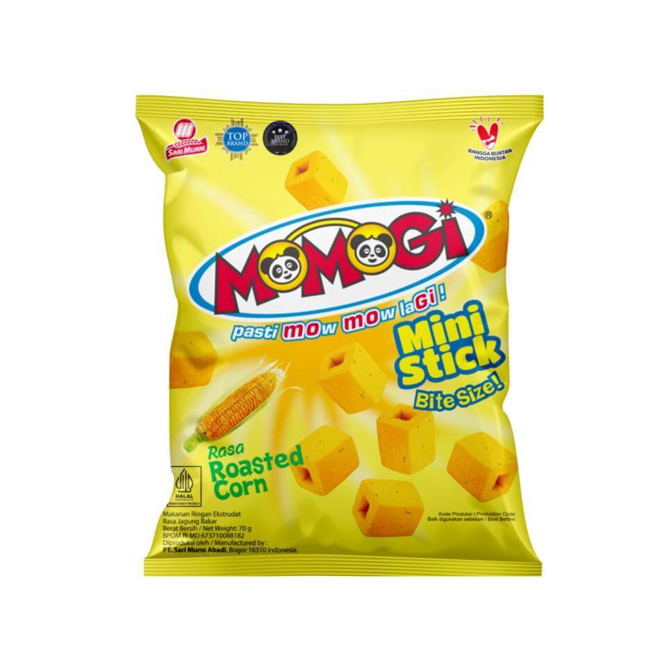 Momogi Snack Mini Stick Bite Size Roasted Corn 70 gr