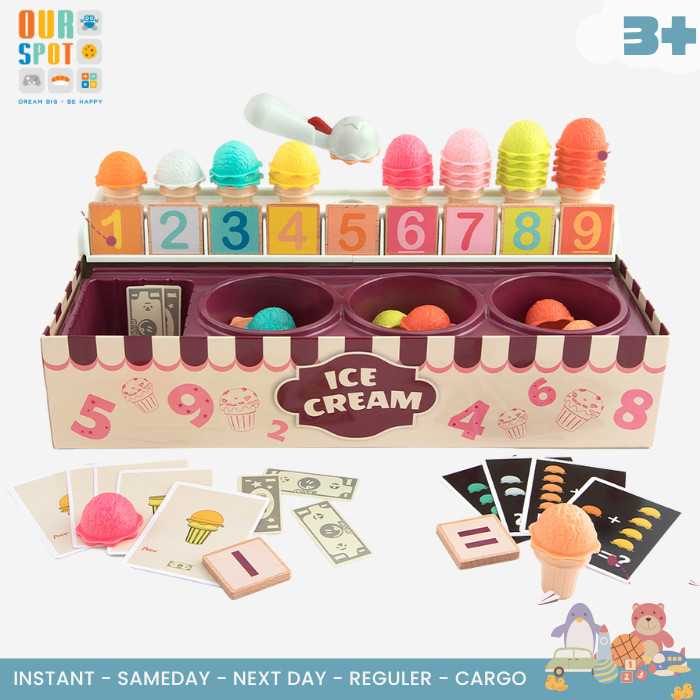 [wielson] Top Bright Ice Cream Set-Math and Logic Game - mainan peraga ice cream - mainan berhitung