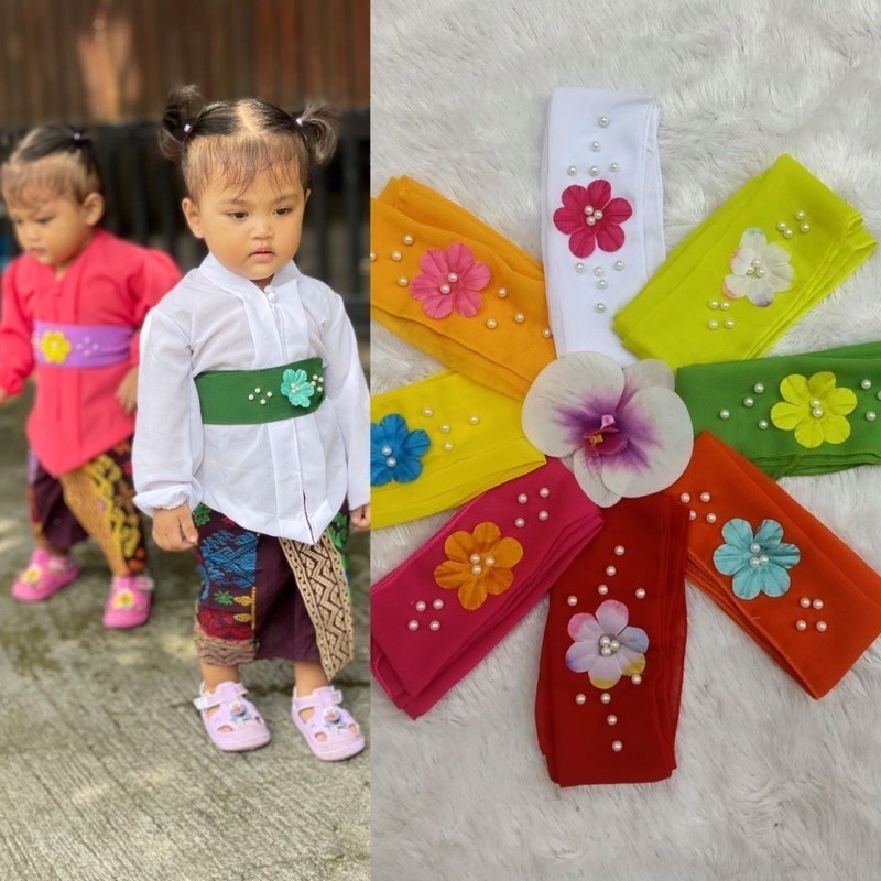 [ NEW ] Selendang Anak Bunga Tabur Mutiara | Selendang Kebaya Anak | Selendang Bali