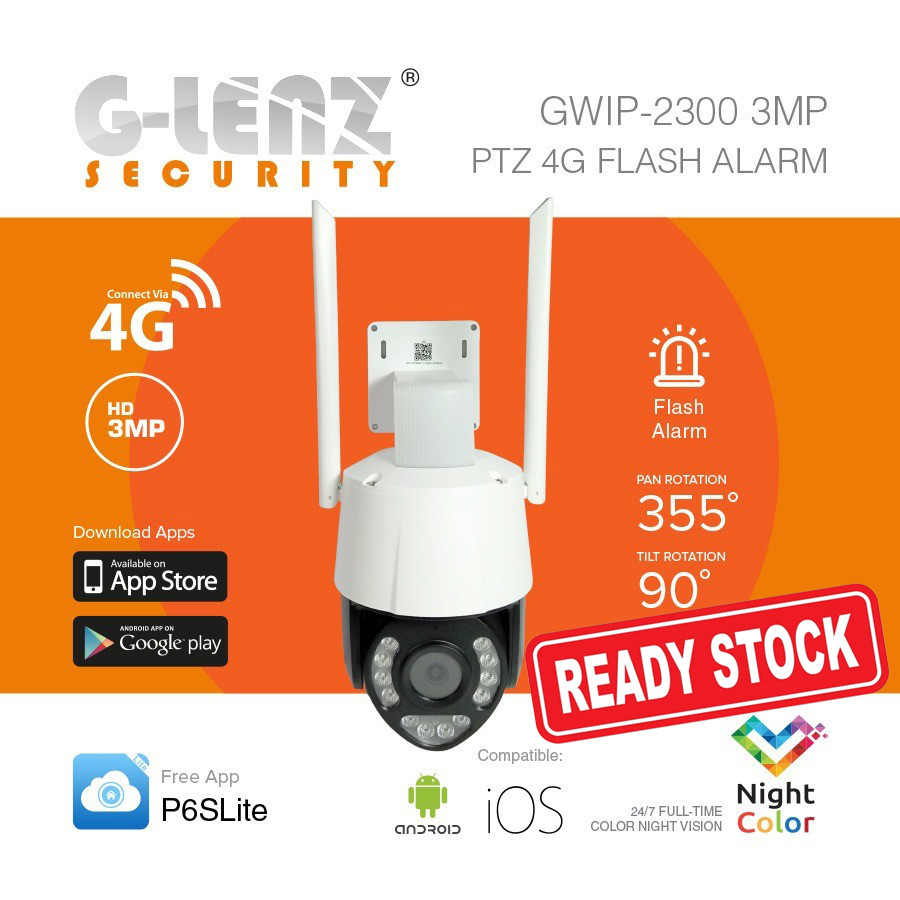 GLENZ CCTV SIMCARD 4G PTZ 3MP - TRACKING & AUDIO - SLOT SIM CARD (GWIP 2300)