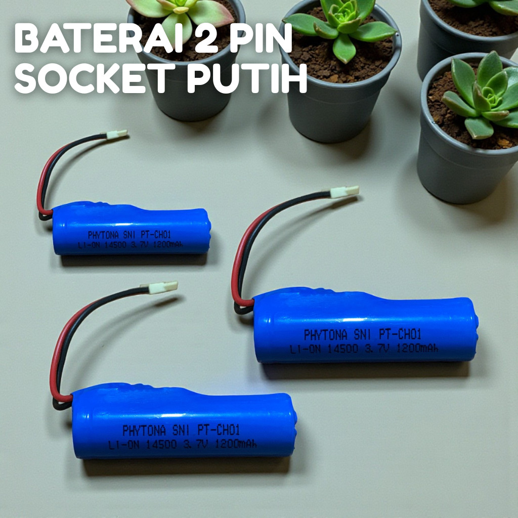 PHYTONA Lithium Baterai Charger Type Li-On 14500MAH 3.7Volt Socket 2 Pin Batre Speaker Bluetooth RC