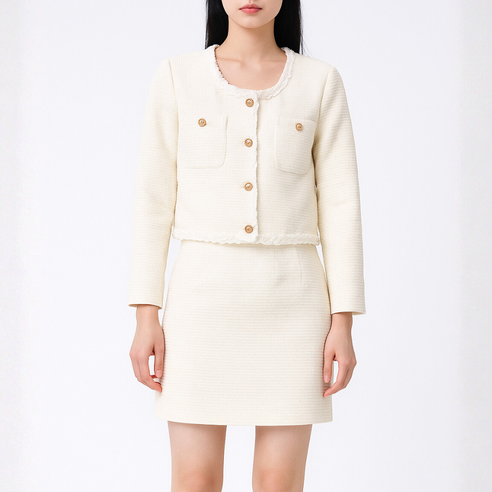 LUNORA - Marisse Tweed Skirt Set Two Piece Wanita Setelan Rok Blazer Korea Elegan Premium Outer Rok 