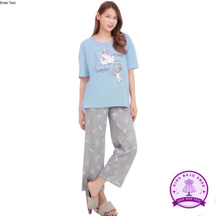 Kiminori CARLINE Setelan Baju Tidur Anak Perempuan ABG Tanggung Lengan Pendek Warna Putih Fashion PR