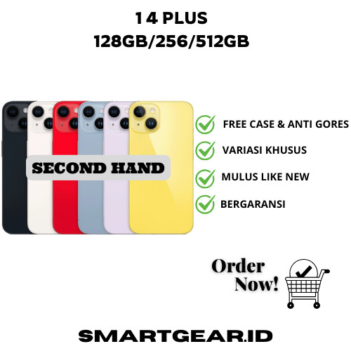 iphone second 14 plus 512gb 256gb 128gb minus fullset original variasi khusus mulus bisa game 14+