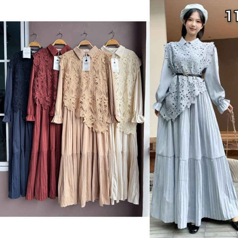 Promo safrina dress, lafreya dress, gamis putih, white maxi, dress katun bordir, gamis eyelet, gamis