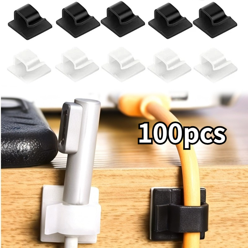 100 Buah Klem Kabel Tempel Tahan Lama Clamp Kabel Tempel Clip Kabel