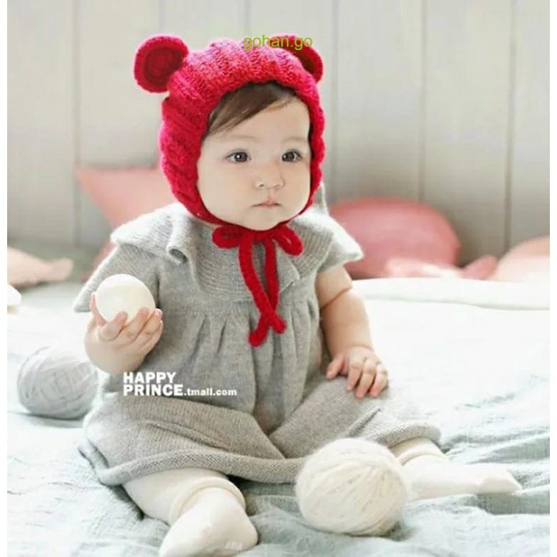 gohango - Ciput Topi Bayi  Baru Lahir Kupluk Anak Bayi Bonet Tali Telinga