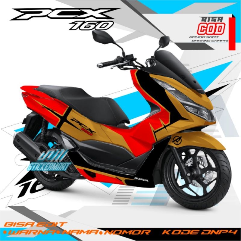 sticker decal pcx 160 gold merah