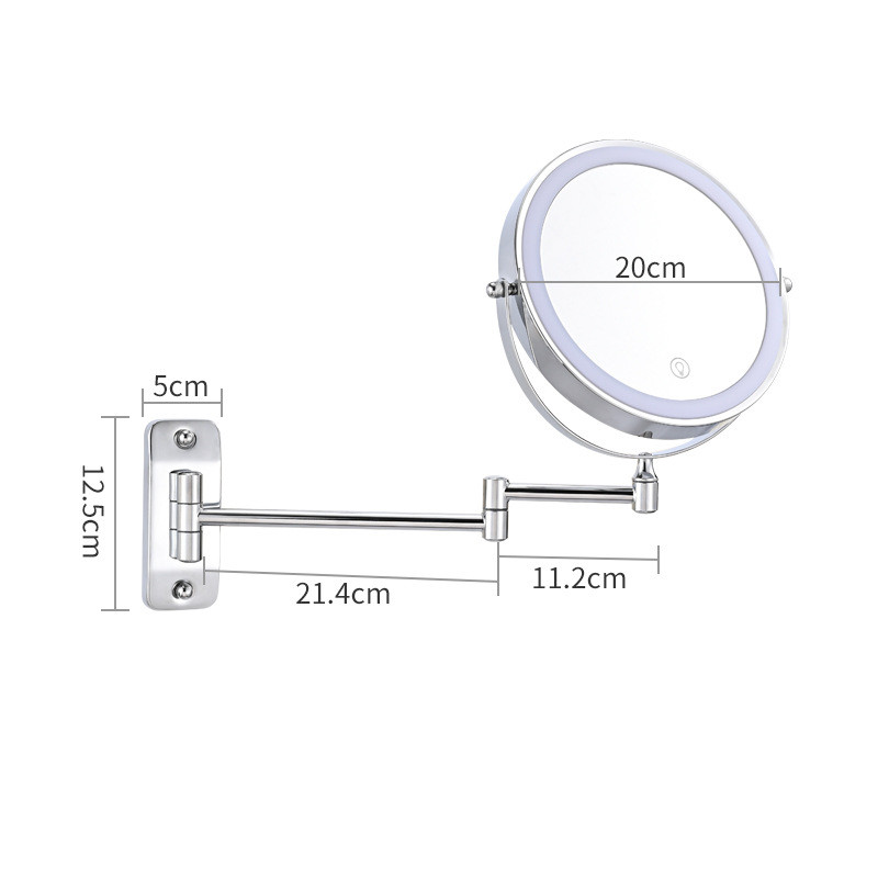 8 USB Charging Wall Mounted Shower Mirror with Lights,Double Sided 3/5/7/10X Magnifying Makeup LED M