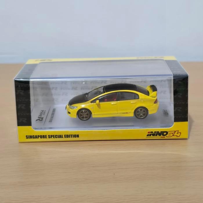 Inno INNO64 Honda Civic Type R FD2 Singapore Special Edition Yellow Diecast Koleksi Mobil Mainan Min