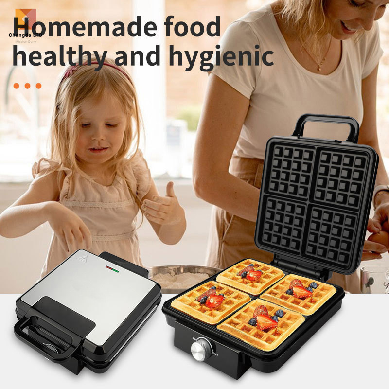 1500W fully automatic double-sided heating four-piece waffle maker for home breakfast kitchen sandwi