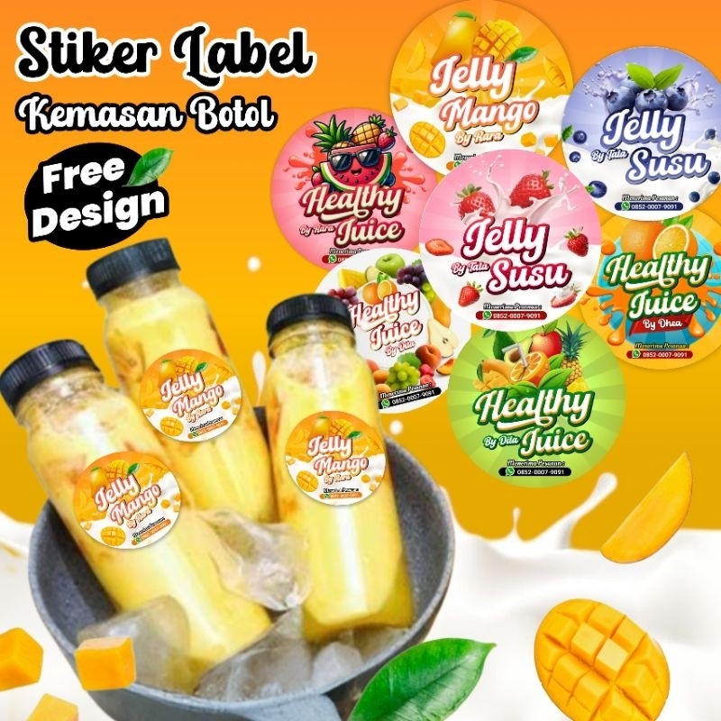 ( isi 100 pcs stiker ) Stiker Label Minuman Stiker Minuman Stiker Kemasan Botol Stiker Label Kemasan