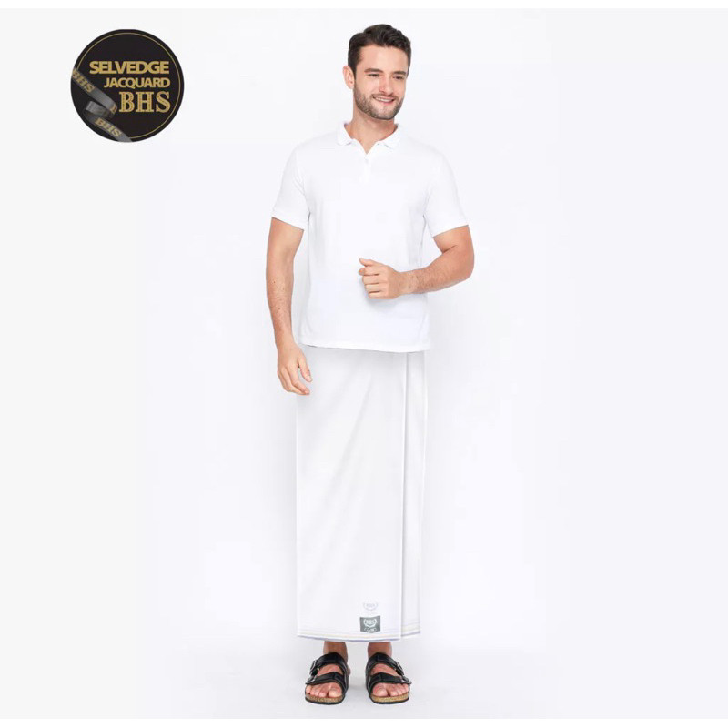 10 Pcs Grosir Sarung BHS Cosmo Silver Motif K26 PPN Putih Polos Bahan Viscose Blend Halus dan Lembut