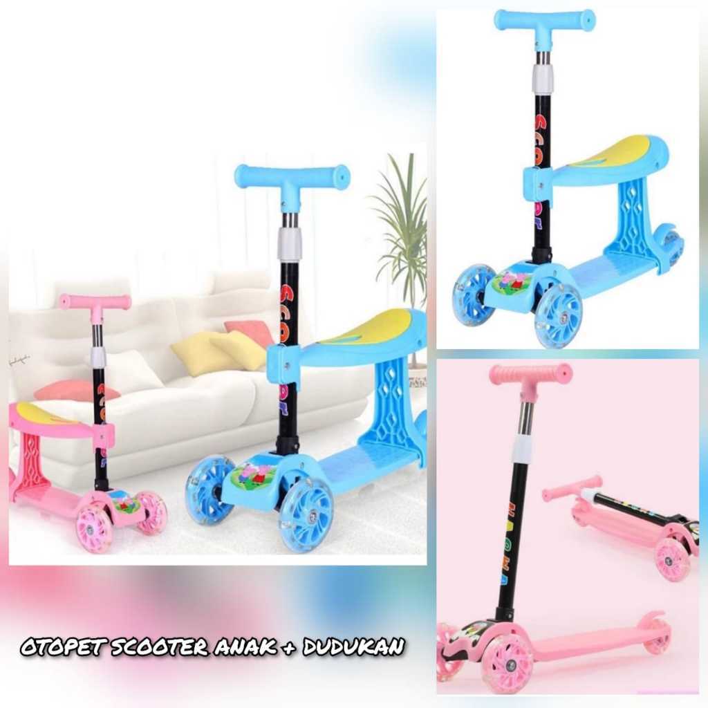 PRANADA Otopet Scooter Anak+Dudukan MNN-11 /Scooter Kaki Anak Lipat Multifungsi/Scooter Kaki Anak 3 