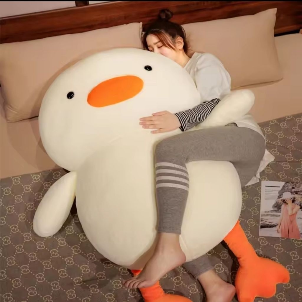 Duck Giant Princess Duck Plushie Soft Sleeping Duck Orange Sleepy Head White Duck Hug Pillow Cushion