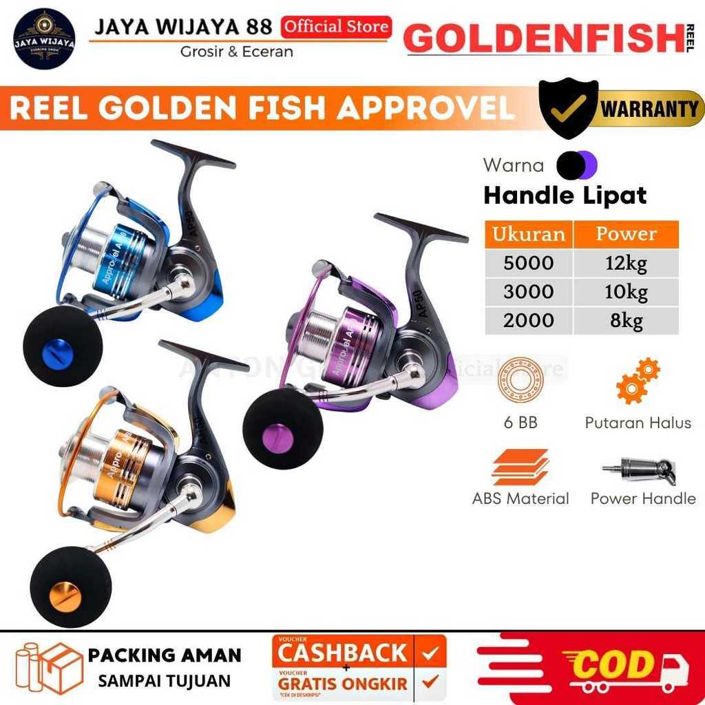 Reel Golden Fish Approvel AP 20 Original – Warna Biru | Reel Spinning Ringan & Kuat | Cocok Mancing 