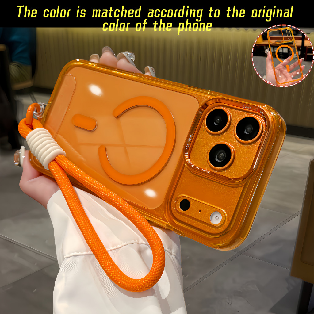Aesthetic Lanyard Protective Case for iPhone 17 16 15 14 13 Pro Max Transparent Magnetic Soft-edge S