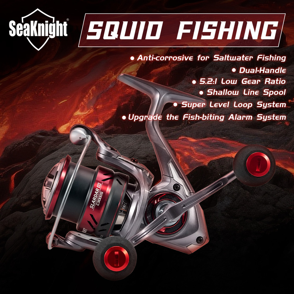 SeaKnight Brand SLARDAR BB C3000S Squid Fishing Dual-Handle Spinning Reel 5.2:1 Low Gear Ratio Anti-