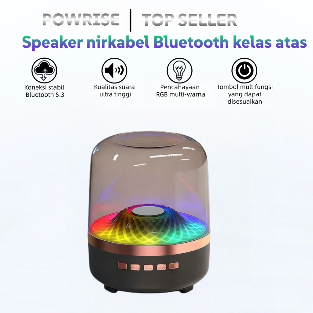 POWRISE Speaker Nirkabel Bluetooth / Speaker Kelas Atas Speaker Bass Bluetooth Bercahaya RGB Speaker