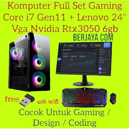 Full Set Core i7 Gen 11 - Led Lenovo 24" - Vga Nvidia Rtx3050 6gb - 32gb Ram - 1tb Ssd Nvme - Pc Rak