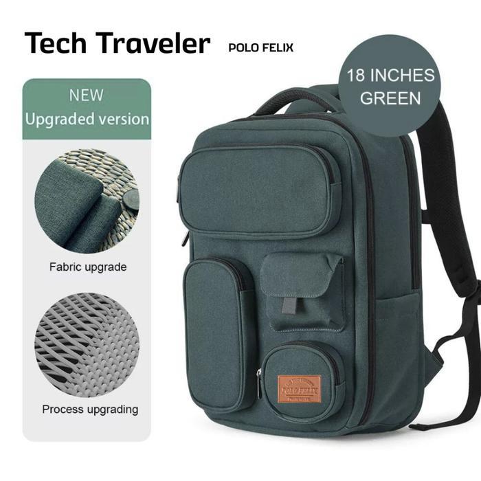 POLO FELIX - Tas Pakaian Ransel Travel Tas Koper Tech Traveler - Hijau