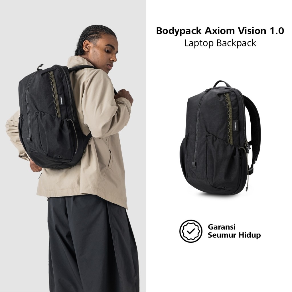Bodypack Axiom Vision 1.0 Laptop Backpack 15 Inch Tas Ransel Kerja Kuliah Sekolah Ringan Stylish 15 