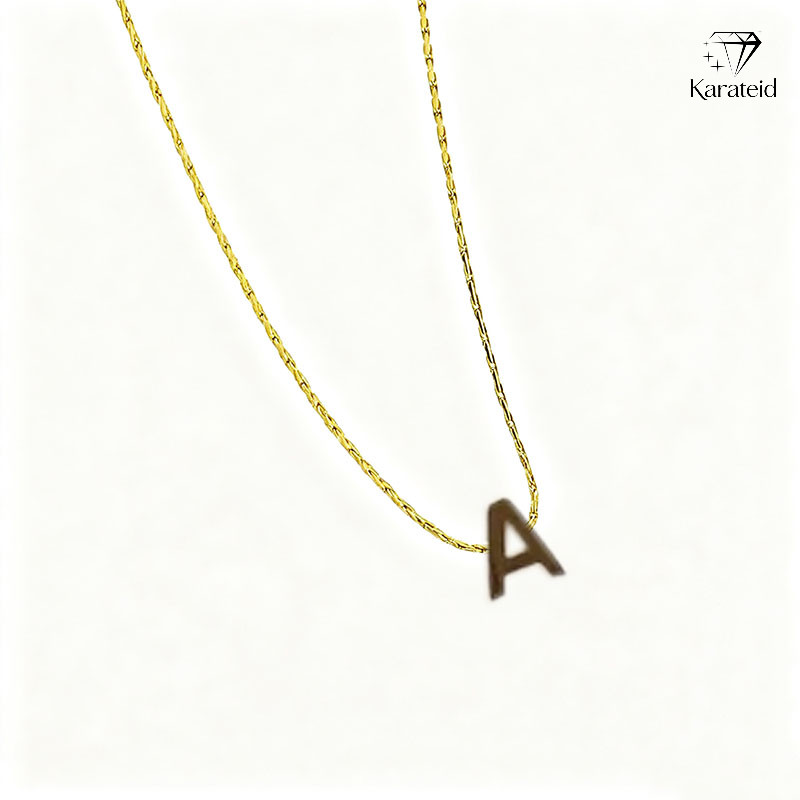 Kalung Titanium Rantai Huruf Anti Karat Anti Luntur Gold Kalung Liontin Huruf Kalung Titanium Wanita