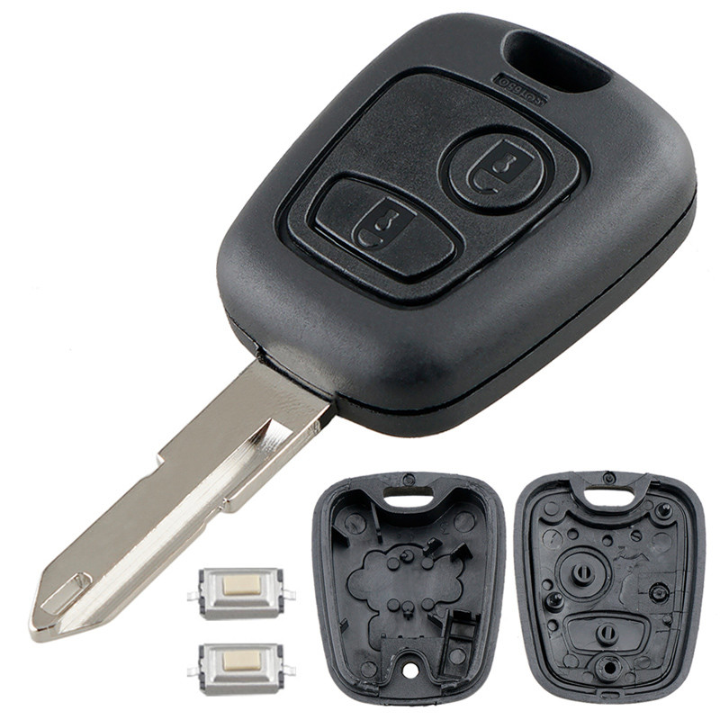 2 Buttons Car Remote Key Shell Car Key Case key replacement with 206 Blade and 2 Micro Switches Fit 