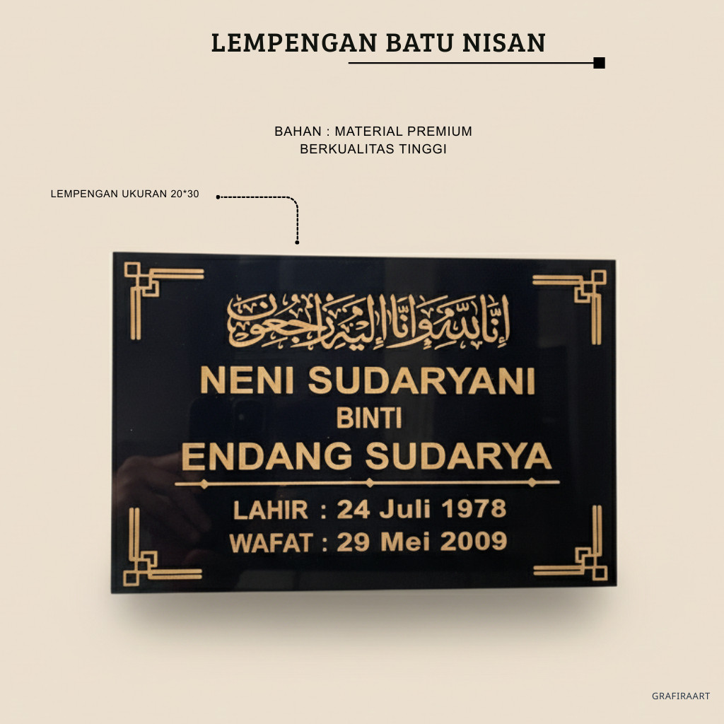 Batu Nisan Granit / Marmer – Kualitas Tinggi untuk Makam