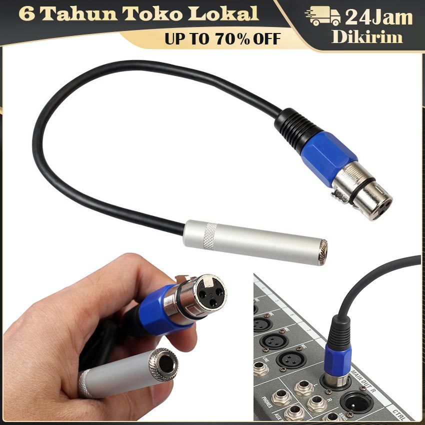 Audio Adapter XLR Male ke TRS 6.35mm Female / Kabel Sambungan Jack Canon ke Jack 6.35mm / Adaptor Ge