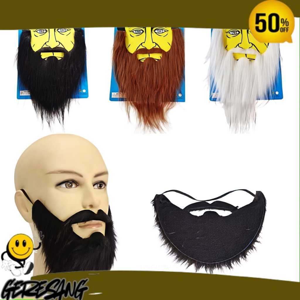 GRSG NEW TREND Jenggot Palsu Warna Hitam Coklat Putih – Kostum Cosplay Drama dan Pesta ECOS