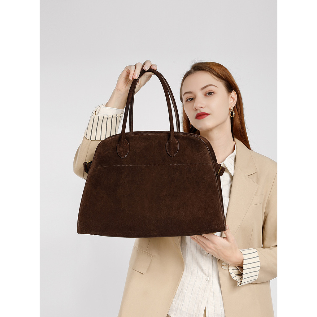 Margaux15 deerskin, Maillard high frosted cowhide handbag for women Genuine leather high-grade large