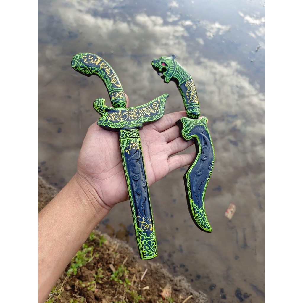 Keris Dan Kujang Mini Rajah Kaligrafi Bilah Kuningan Lafazd