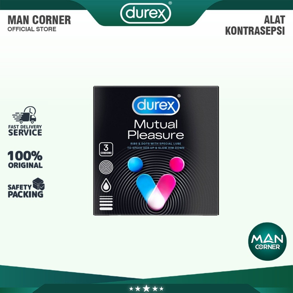 Durex Mutual Pleasure 3s - Kondom Gerigi + Tahan Lama Pria | Man Corner