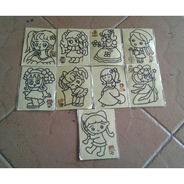 Kertas Kasar Sand Art / Seni Pasir AnakAneka Motif Lucu