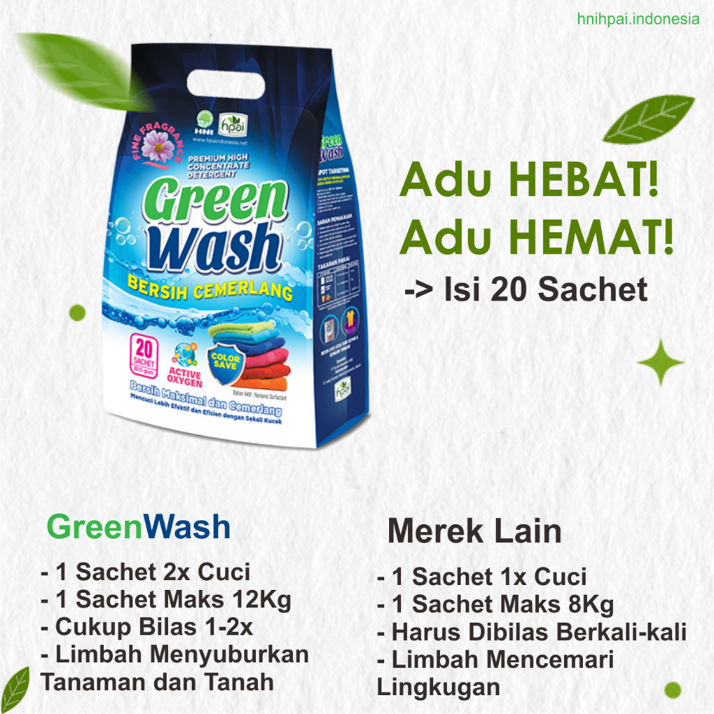 Green Wash Detergent HNI HPAI - Organik dengan Enzymes Technology Bloomood.id
