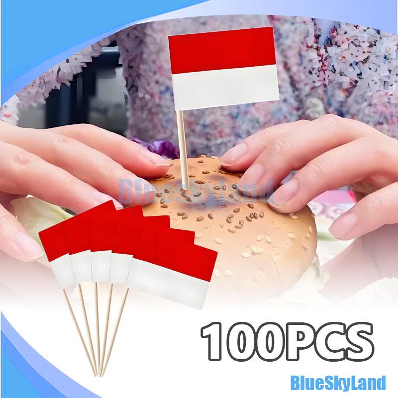 Tusuk Gigi Bendera 100pcs Topper Tusuk Gigi Indonesia Topper Bendera Merah Putih Negara Cupcake Topp